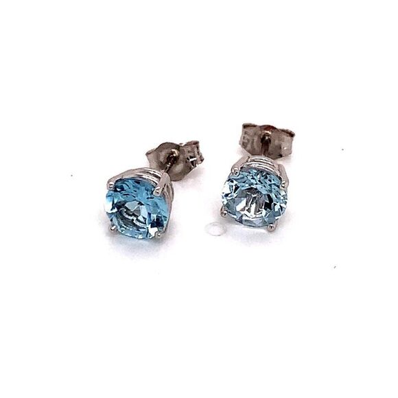 Natural Aquamarine Stud Earrings 14k White Gold 1.3 CTW Certified $950 113470 - Picture 4 of 13